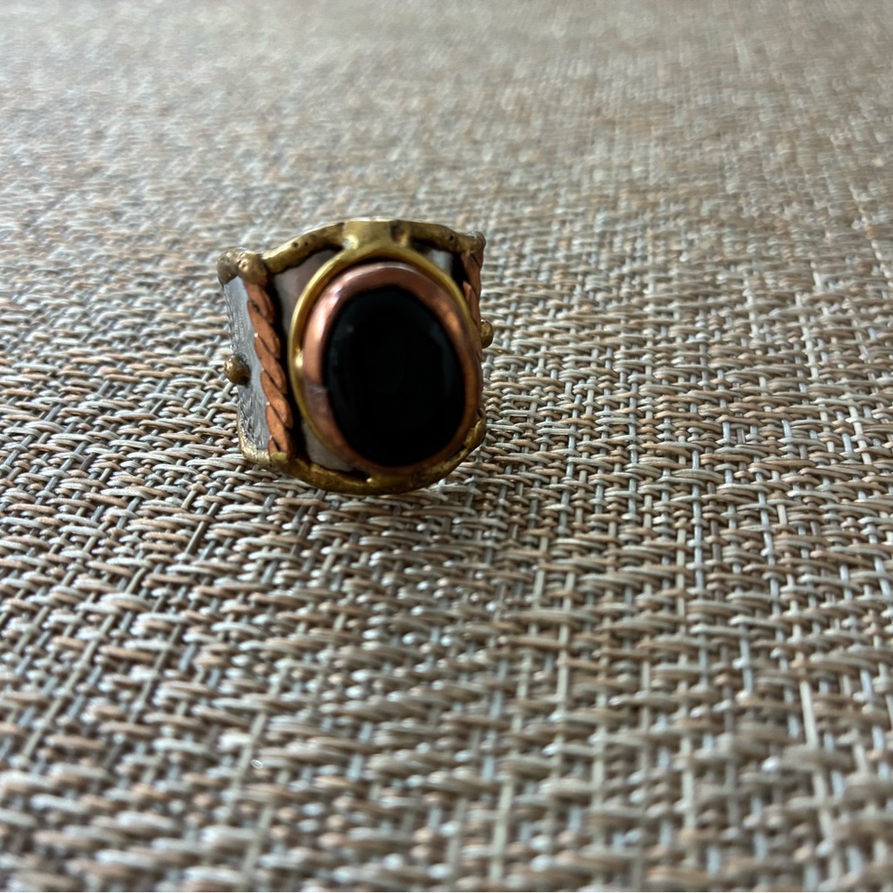 Vintage Gold and Black Statement Ring